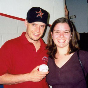 Kurt Browning wearing an Astros hat